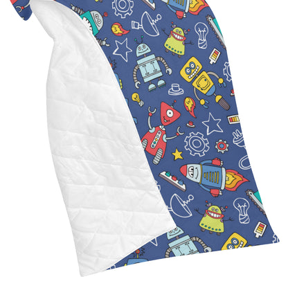 Robot Pattern Print Design A03 Premium Quilt