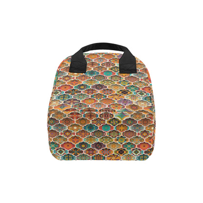 Mandala Mosaic Themed Design Print Insulated Lunch Bag