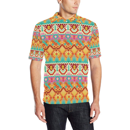 Aztec Pattern Print Design 03 Men Polo Shirt