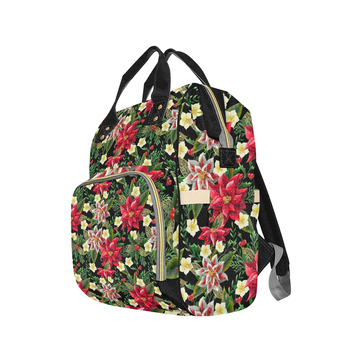 Poinsettia Pattern Print Design POT05 Diaper Bag Backpack