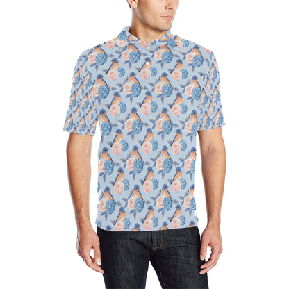 Bluebird Pattern Print Design 01 Men Polo Shirt
