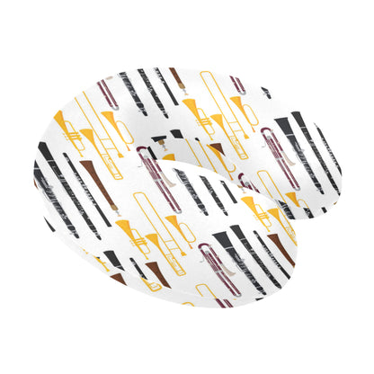 Clarinet Pattern Print Design 01 U-Shaped Travel Neck Pillow