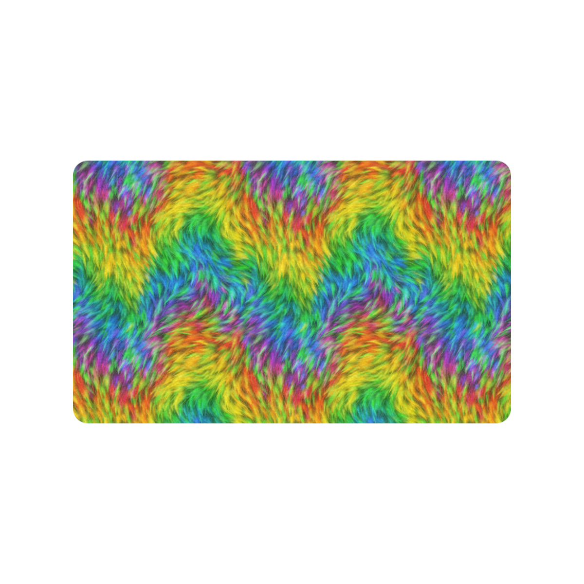 Rainbow Fur Design Print Rubber Doormat