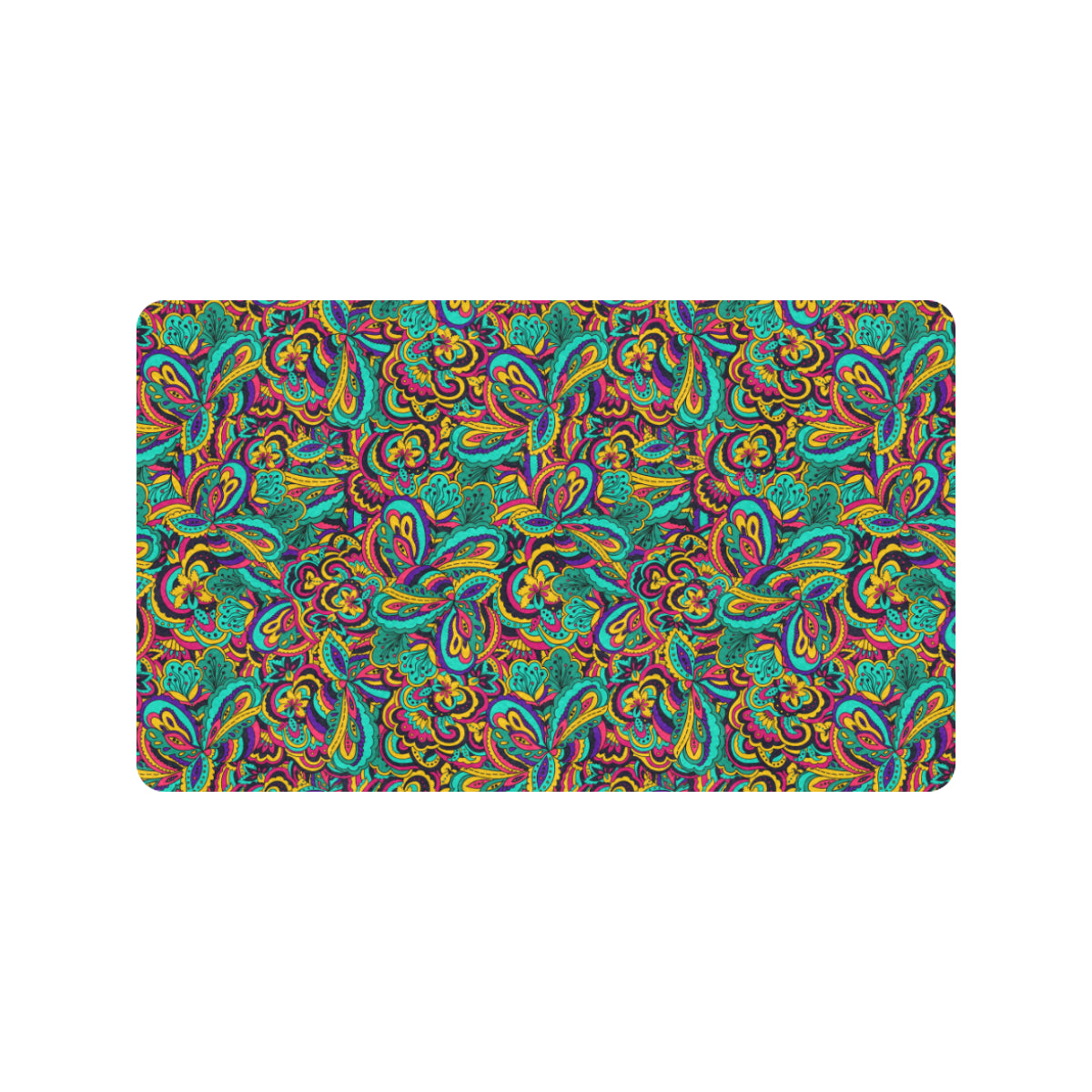 Psychedelic Trippy Floral Design Rubber Doormat
