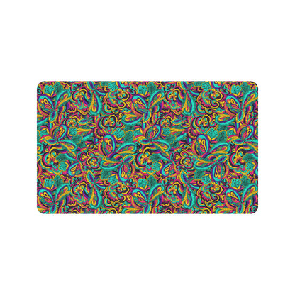 Psychedelic Trippy Floral Design Rubber Doormat