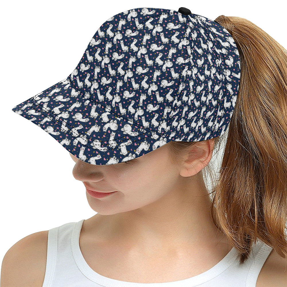 Alpaca Heart Star Design Themed Print Snapback Cap