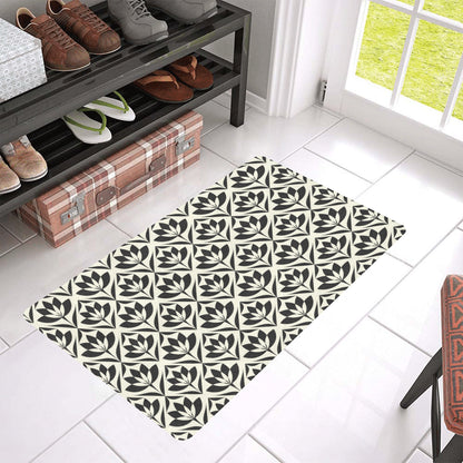Lotus Pattern Print Rubber Doormat
