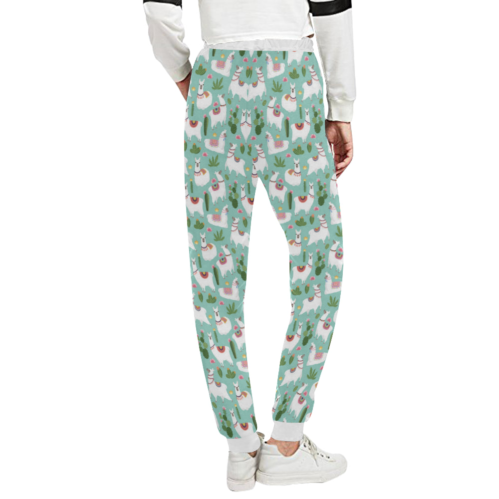 Llama with Cactus Themed Print Unisex Sweatpants