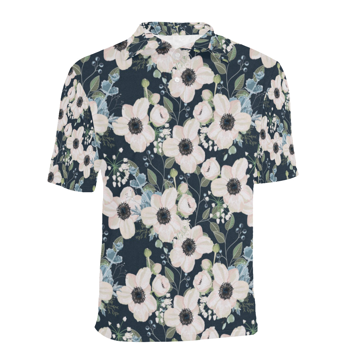 Anemone Pattern Print Design AM02 Men Polo Shirt