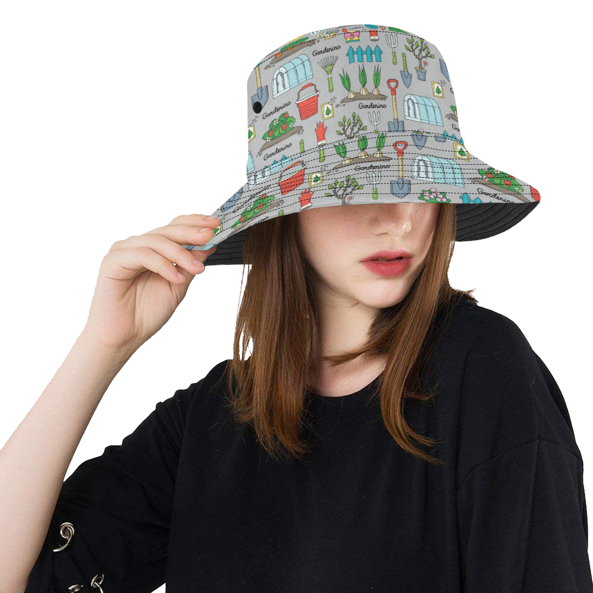 Gardening Pattern Print Design G07 Unisex Bucket Hat