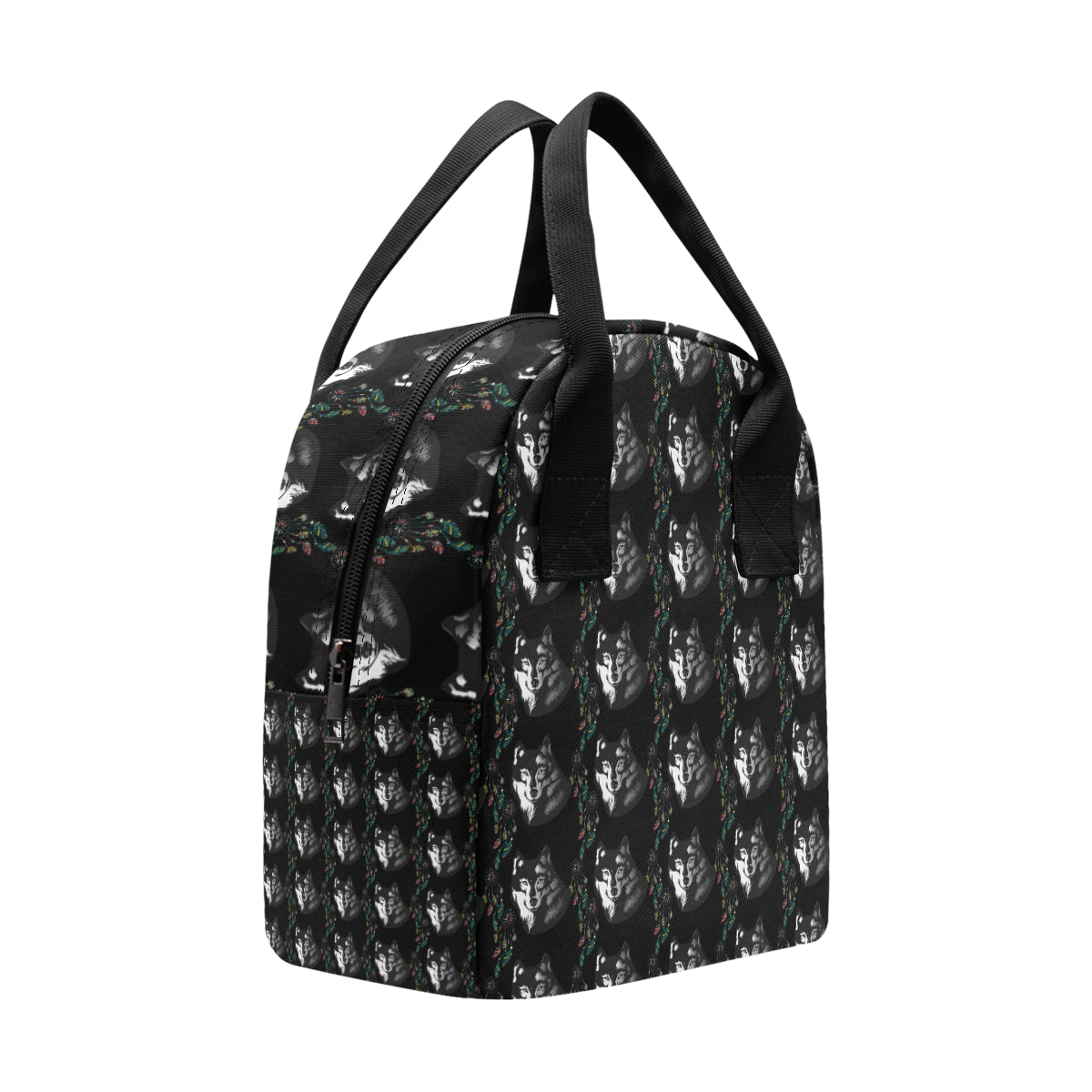 Wolf Black Dream Catcher Design Print Insulated Lunch Bag