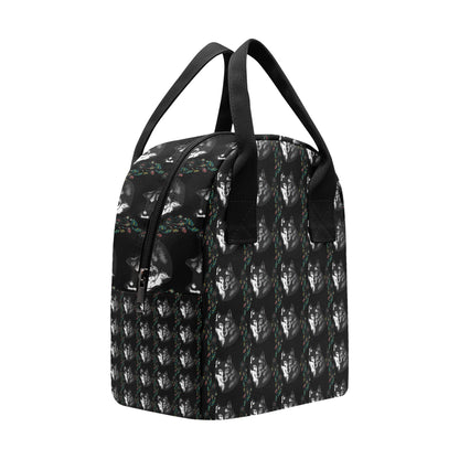 Wolf Black Dream Catcher Design Print Insulated Lunch Bag