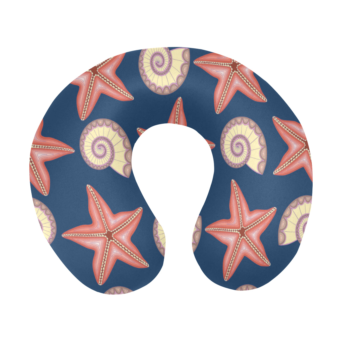 Starfish Pattern Print Design 03 U-Shaped Travel Neck Pillow