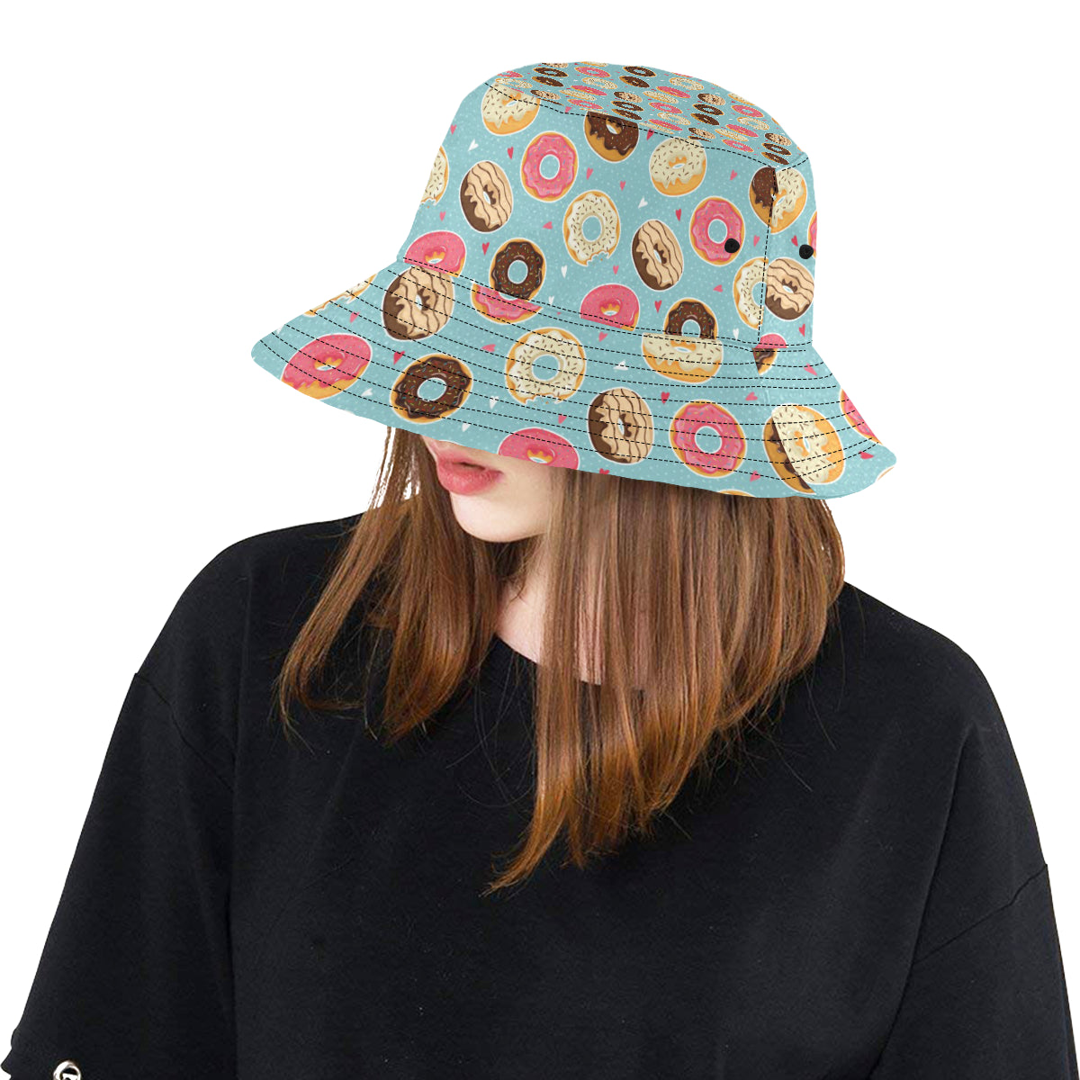 Donut Pattern Print Design DN04 Unisex Bucket Hat