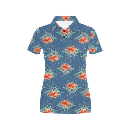 lotus Boho Pattern Print Design LO07 Women's Polo Shirt