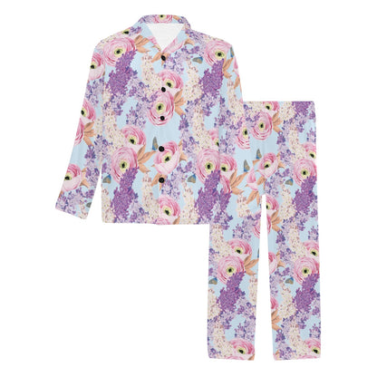Lilac Pattern Print Design LI03 Men's Long Pajama Set