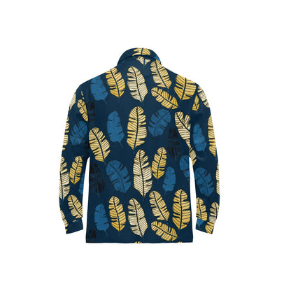 Banana Leaf Pattern Print Design BL09 Long Sleeve Polo Shirt For Men's