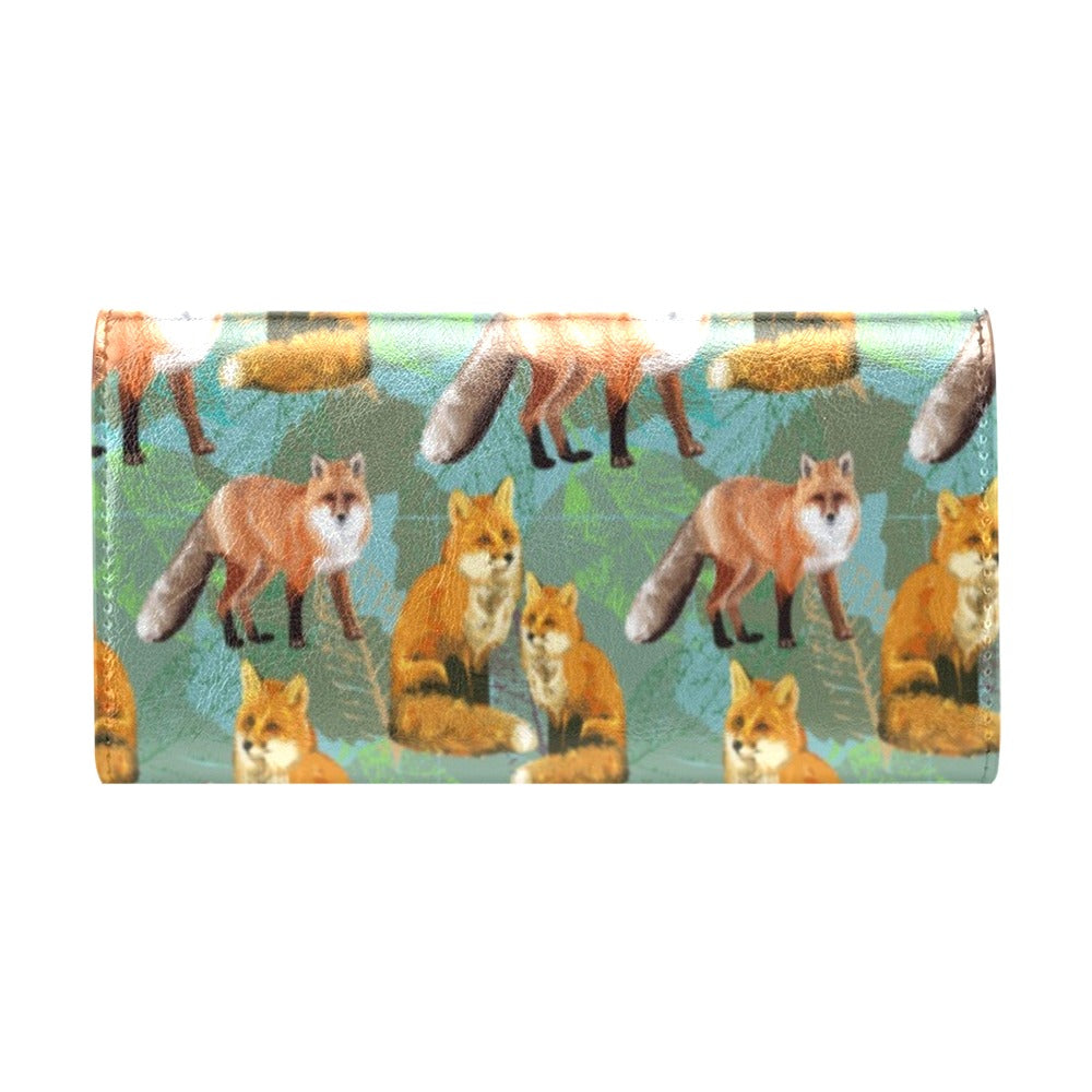 Fox Autumn leaves Themed Women's Trifold Wallet