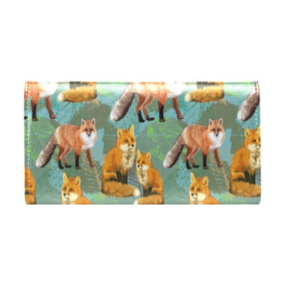 Fox Autumn leaves Themed Women's Trifold Wallet