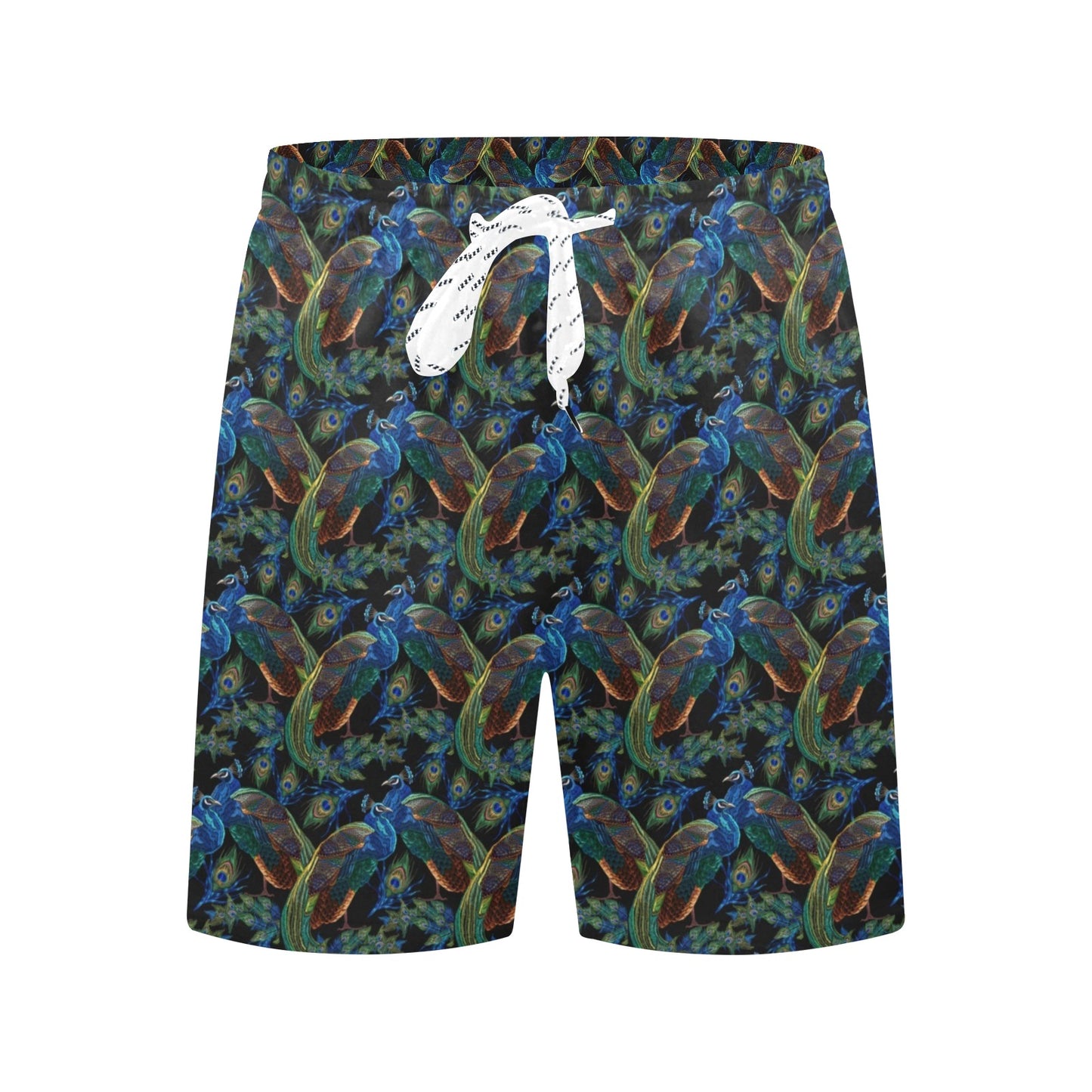Peacock Themed Design Print Men's Swim Trunks Beach Shorts