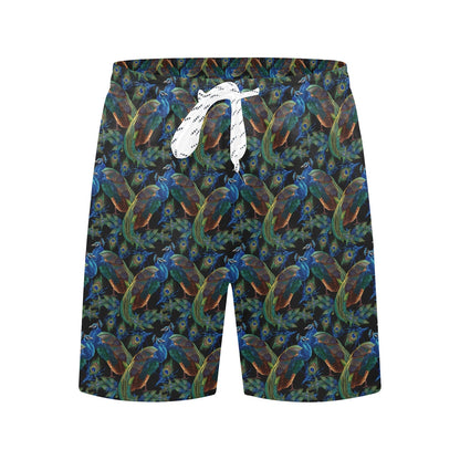 Peacock Themed Design Print Men's Swim Trunks Beach Shorts