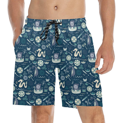 Vikings Print Design LKS305 Men's Swim Trunks Beach Shorts