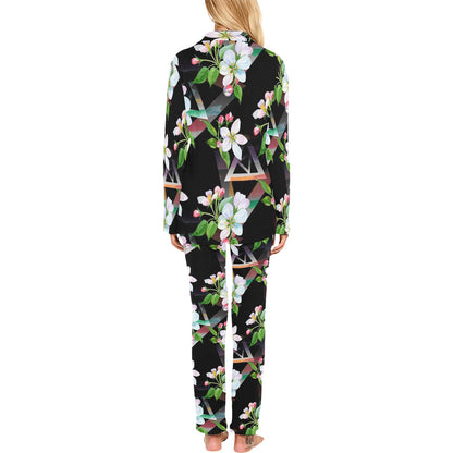 Apple blossom Pattern Print Design AB07 Women's Long Pajama Set