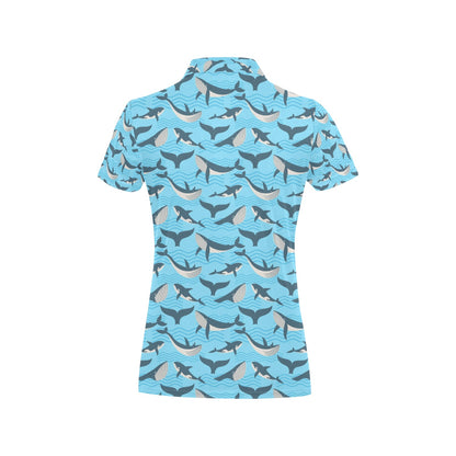 Whale Pattern Design Themed Print Women's Polo Shirt
