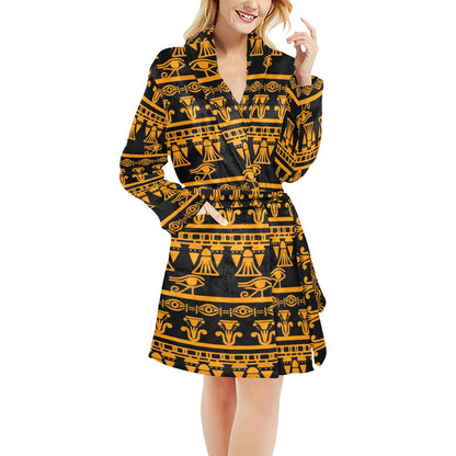 Eye of Horus Tribal Egypt Pattern Women's Fleece Robe