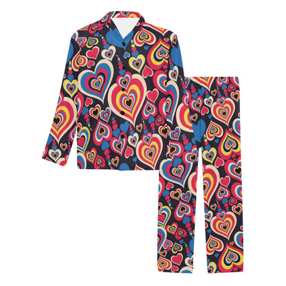 Heart Pattern Print Design HE08 Men's Long Pajama Set
