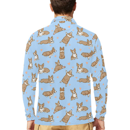 Pembroke Welsh Corgis Pattern Print Design A05 Long Sleeve Polo Shirt For Men's