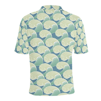 Wave Japan Style Print Design LKS302 Men Polo Shirt
