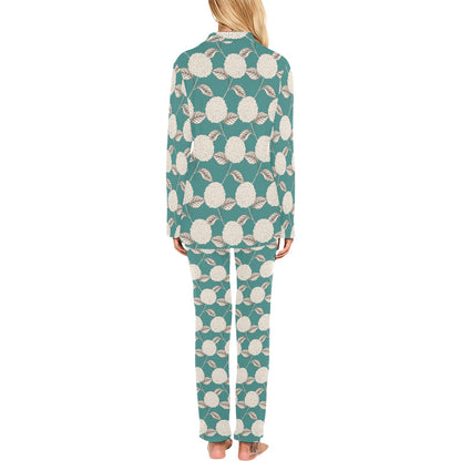 Hydrangea Pattern Print Design HD03 Women's Long Pajama Set