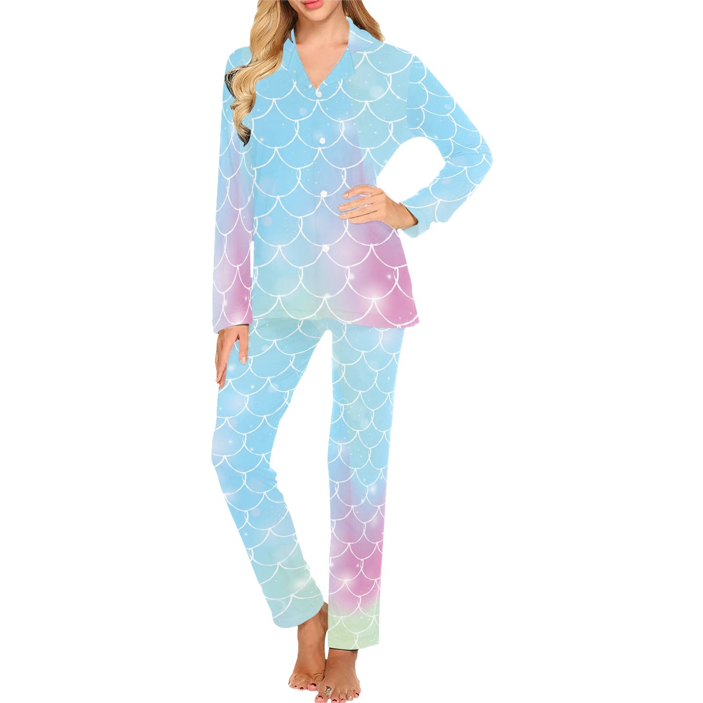 Rainbow Pattern Print Design A06 Women's Long Pajama Set