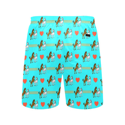 Horse Couple Love Print Design LKS309 Men's Swim Trunks Beach Shorts