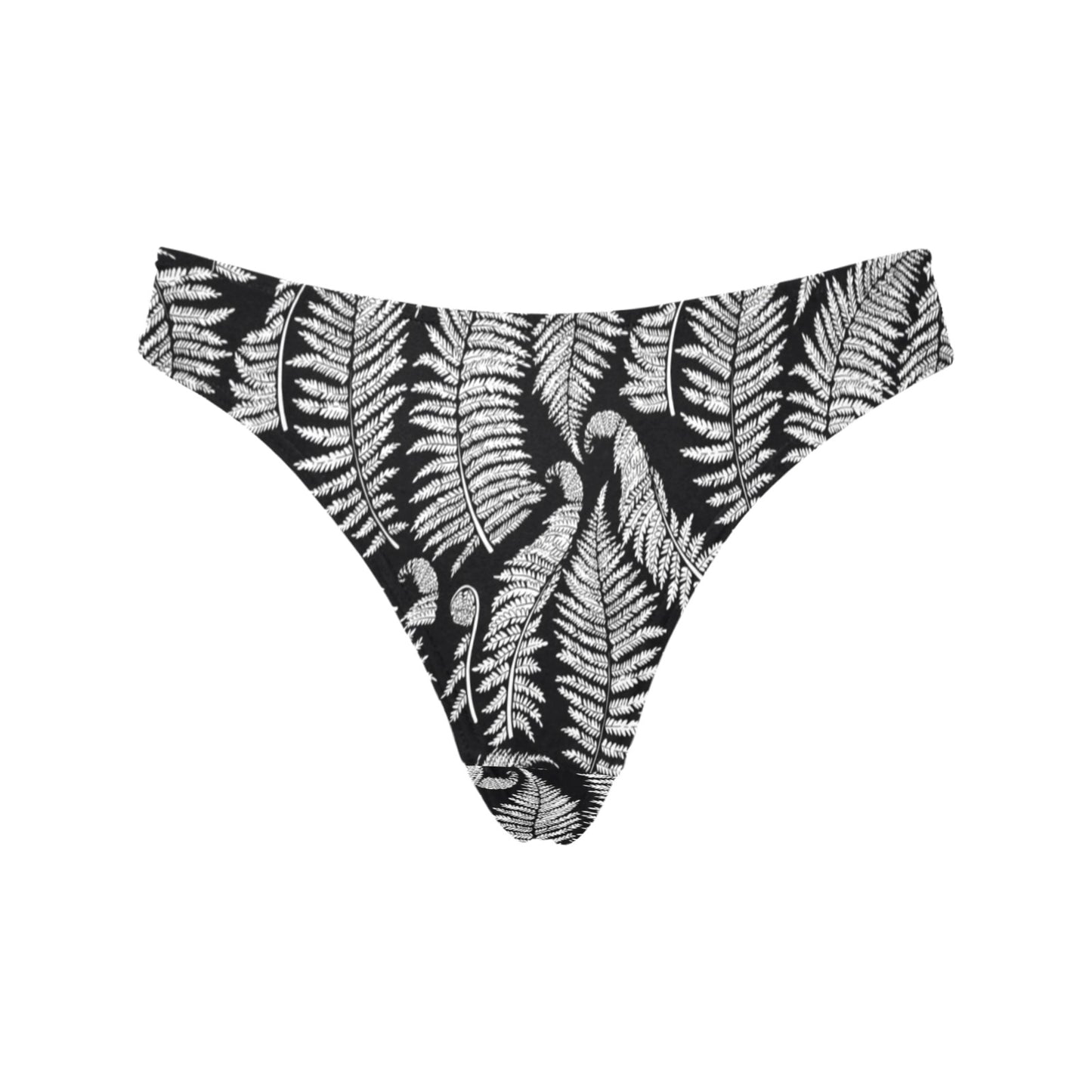 Fern Leave Black White Print Pattern Women's Thongs