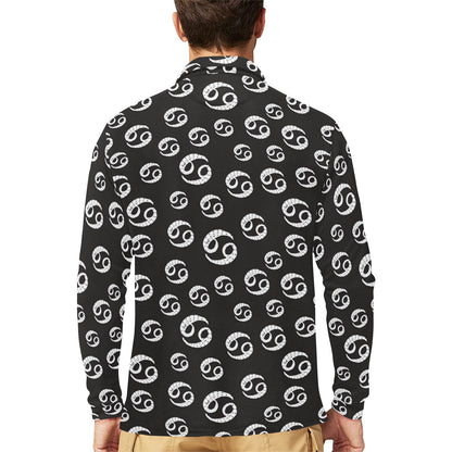Cancer Zodiac Pattern Print Design 02 Long Sleeve Polo Shirt For Men's