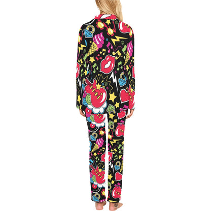 Pop Art Pattern Print Design A04 Women's Long Pajama Set