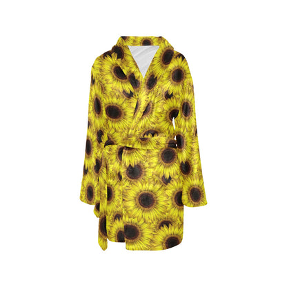 Sunflower Pattern Print Design SF011 Women's Fleece Robe
