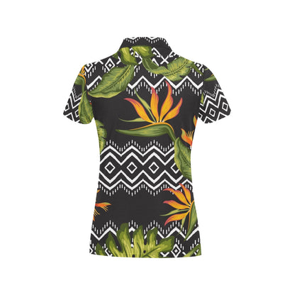 Bird Of Paradise Pattern Print Design BOP07 Women's Polo Shirt