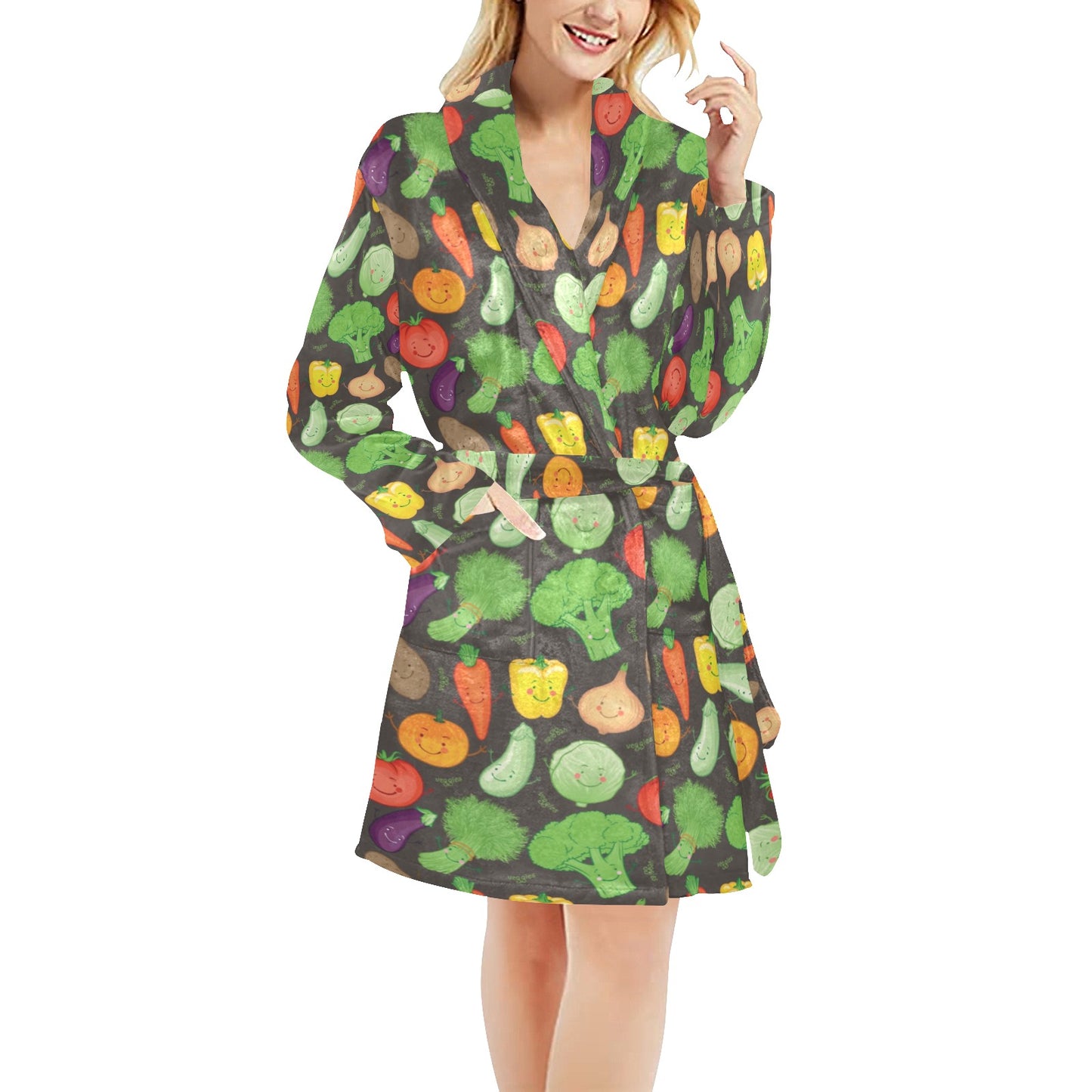 Vegan Funny Themed Design Print Women's Fleece Robe