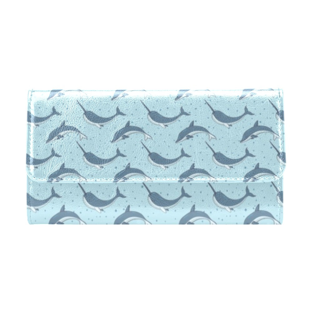 Narwhal Dolphin Print Women's Trifold Wallet