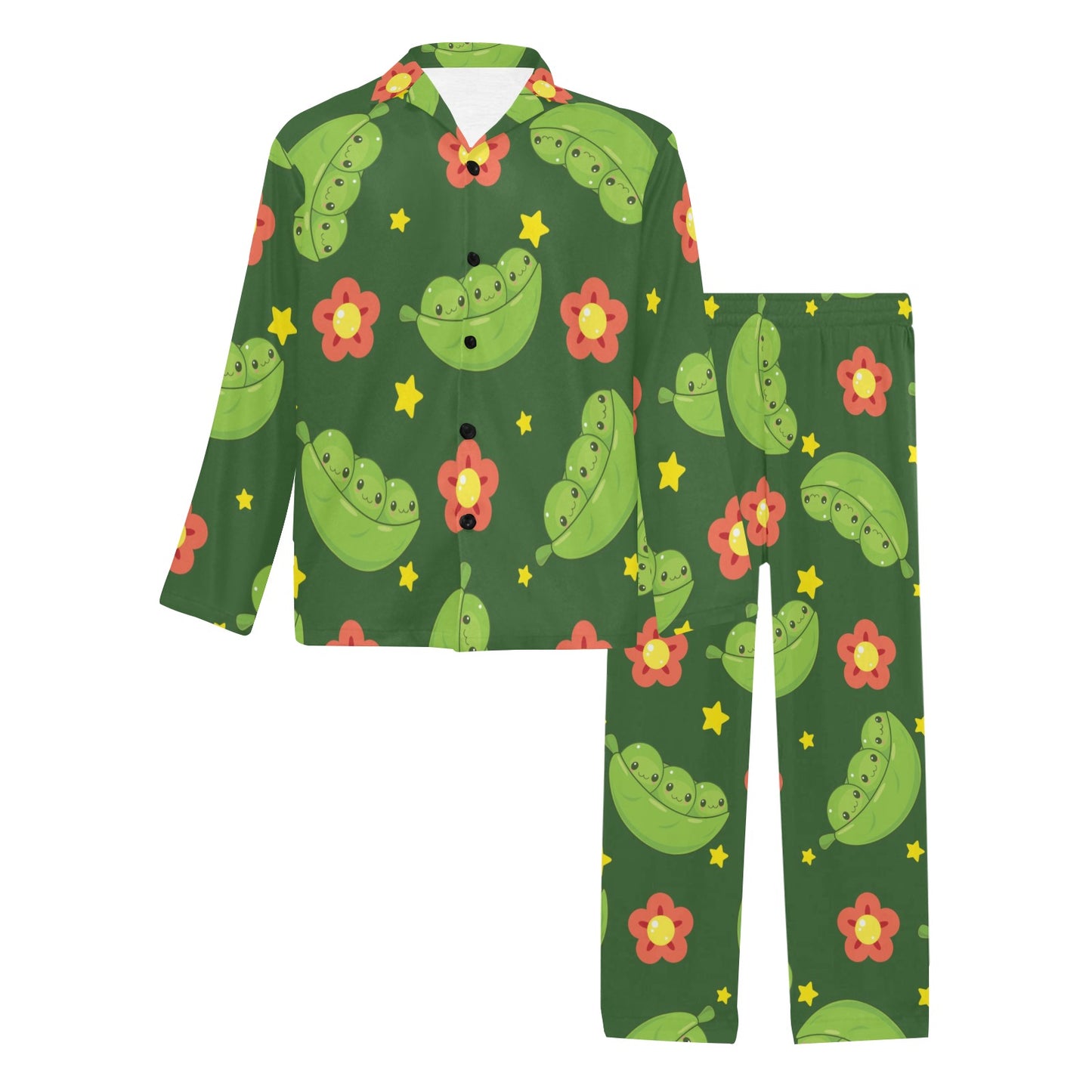 Peas Pattern Print Design A01 Men's Long Pajama Set