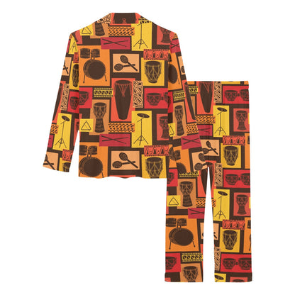 Percussion Pattern Print Design 02 Women's Long Pajama Set
