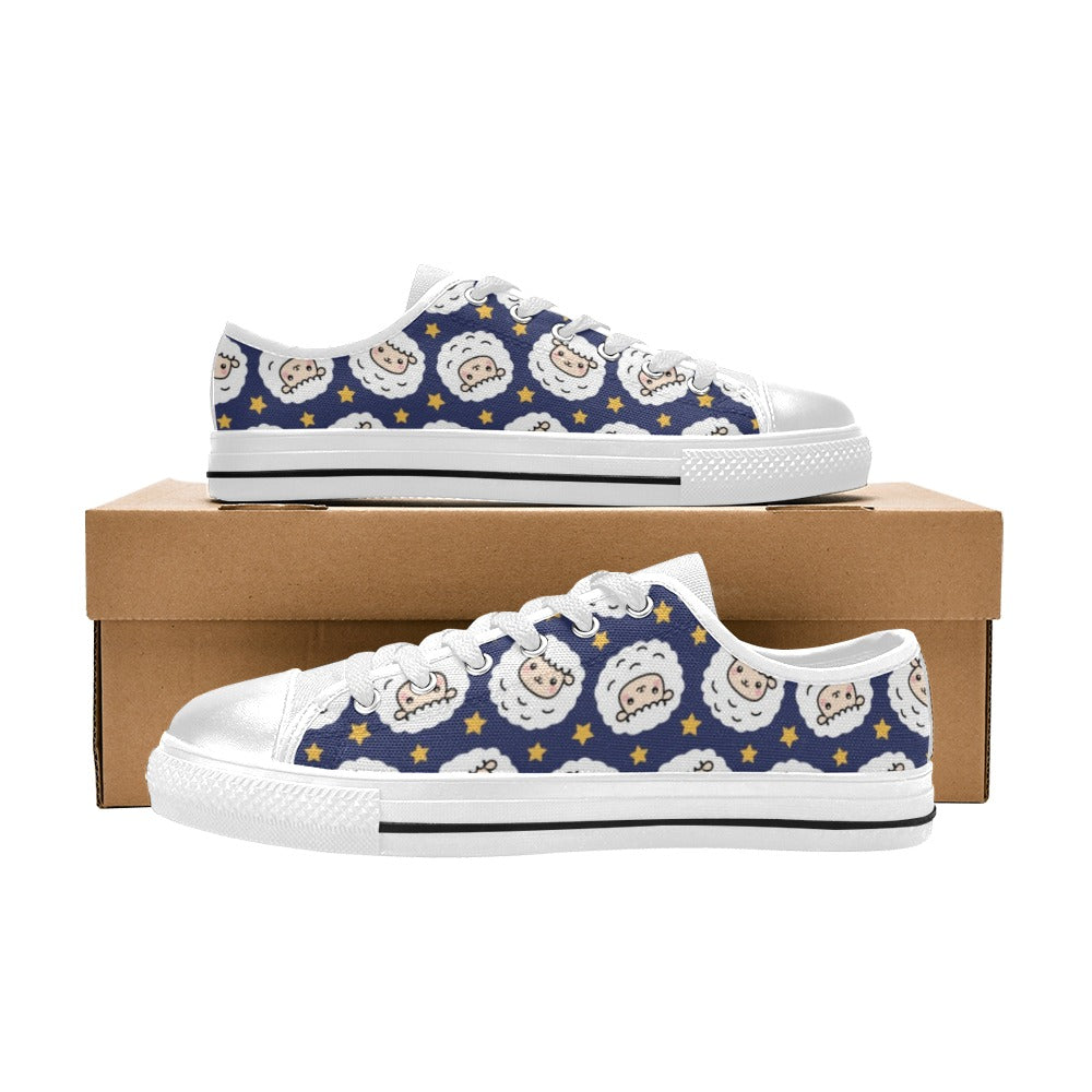 Sheep Print Design LKS402 Women's White Low Top Shoes