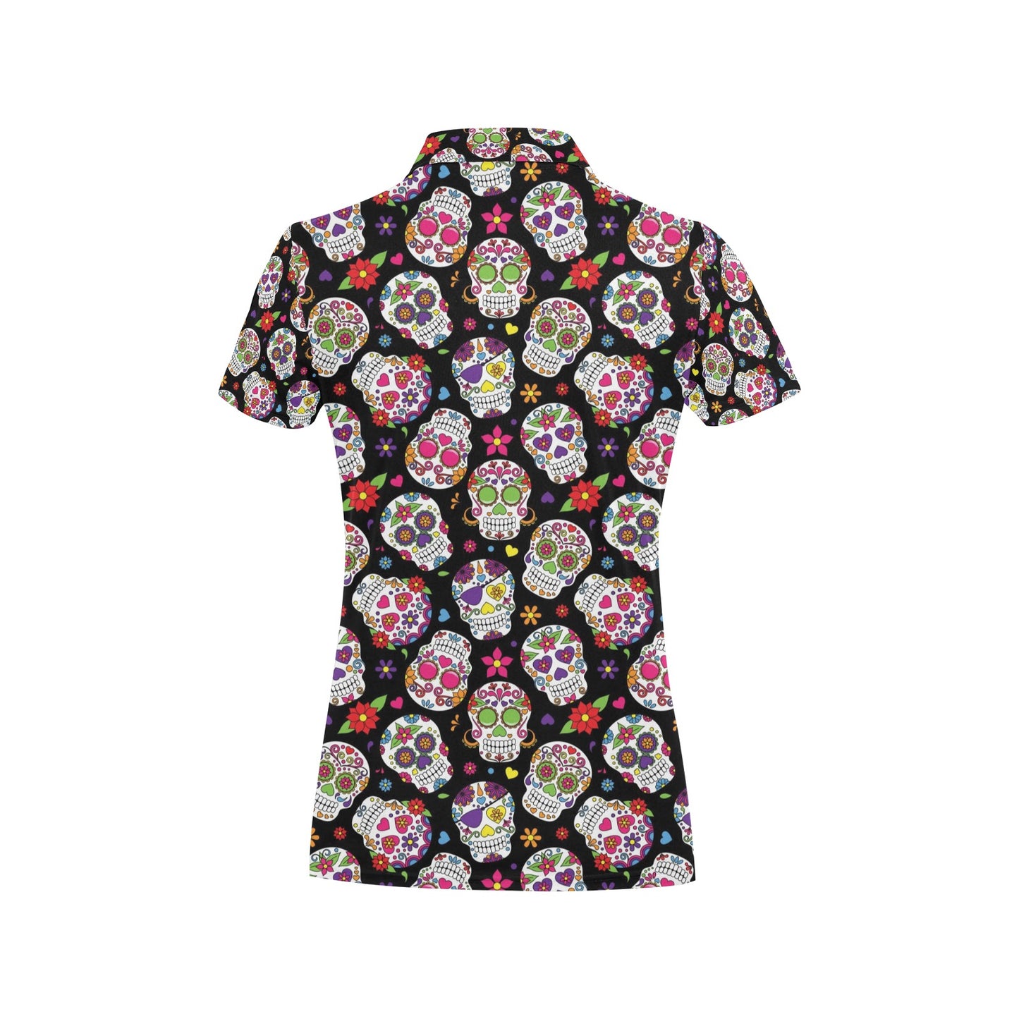 Sugar Skull Print Design LKS302 Women's Polo Shirt