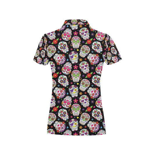 Sugar Skull Print Design LKS302 Women's Polo Shirt