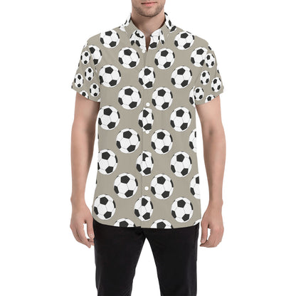 Soccer Ball Print Design LKS302 Men Short Sleeve Button Up Shirt