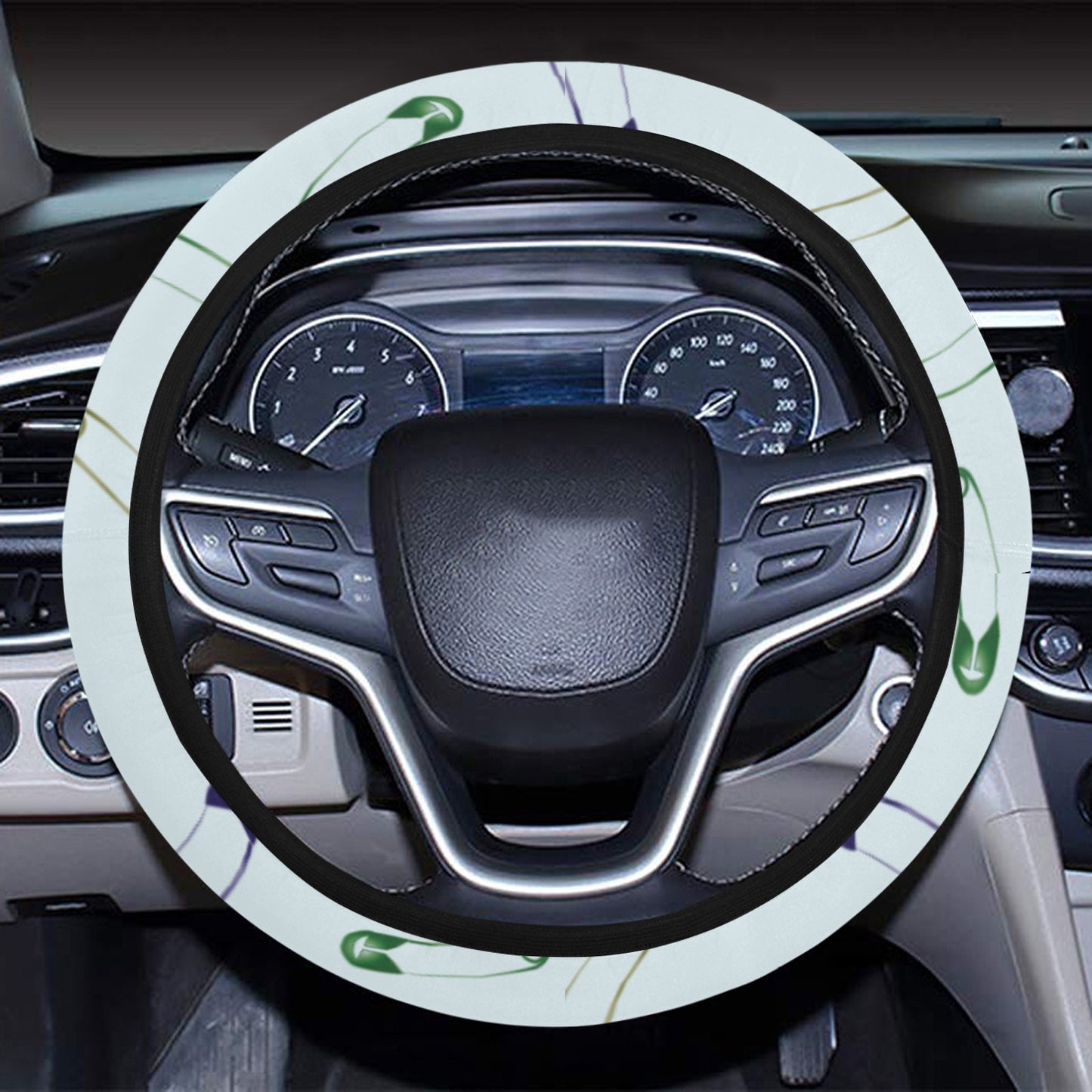 Safety Pin Print Design LKS303 Steering Wheel Cover with Elastic Edge