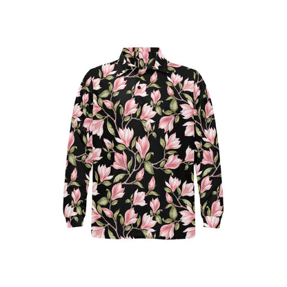 Magnolia Pattern Print Design MAG03 Long Sleeve Polo Shirt For Men's